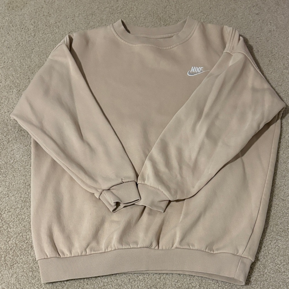 Nike Tan Crewneck Sweatshirt with White Logo